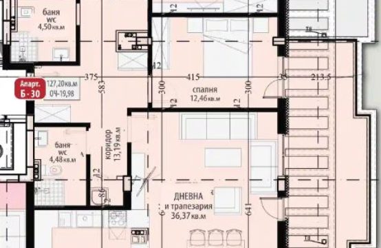 Четиристаен апартамент с покривна тераса